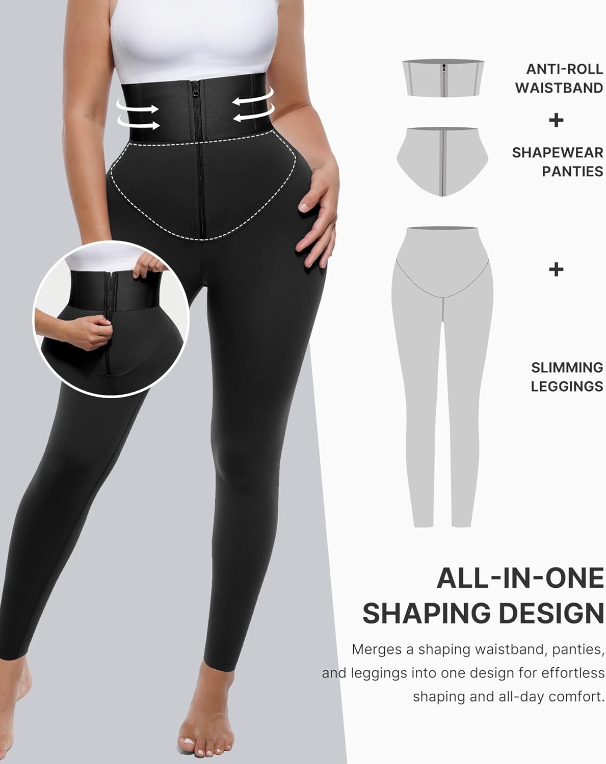 Alternative view of SHAPELLX Leggings for Women Tummy Control High Waisted Shapewear Leggings Non-See-Through Workout Compression Pants