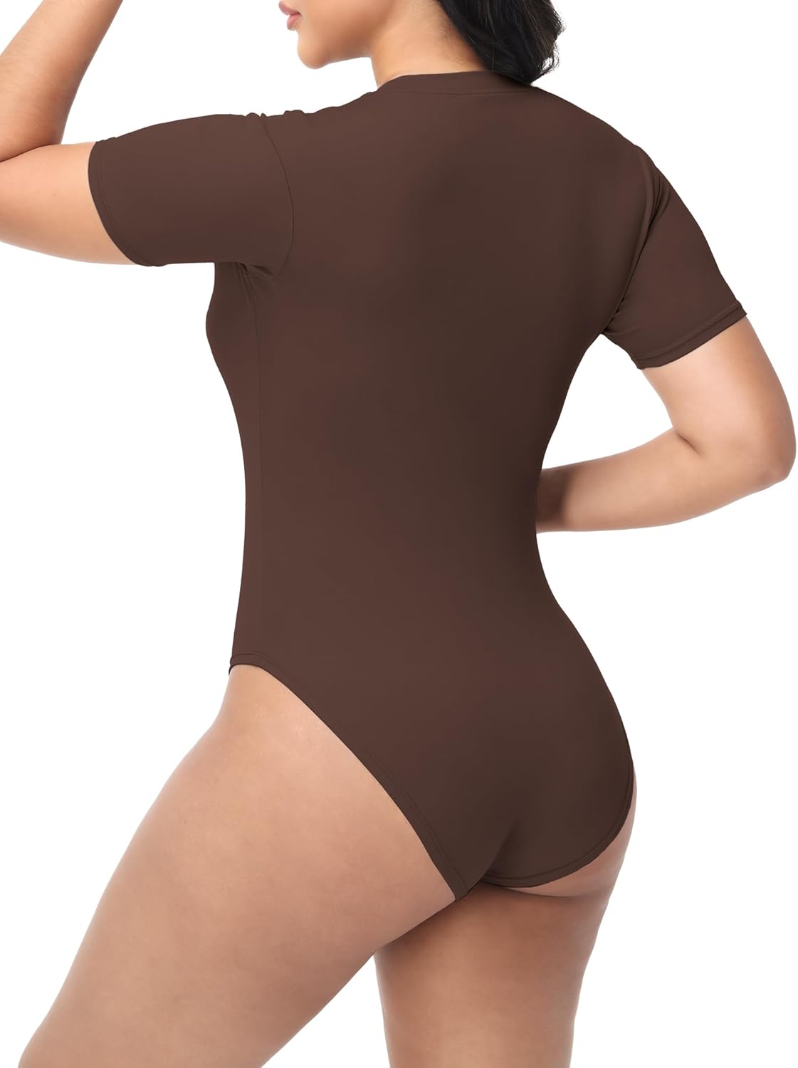 Alternative view of Dalavch 1/4 Pack Short Sleeve Bodysuit for Women Crew Neck Stretchy Casual Basic Fitted Body Suits T Shirt Tops