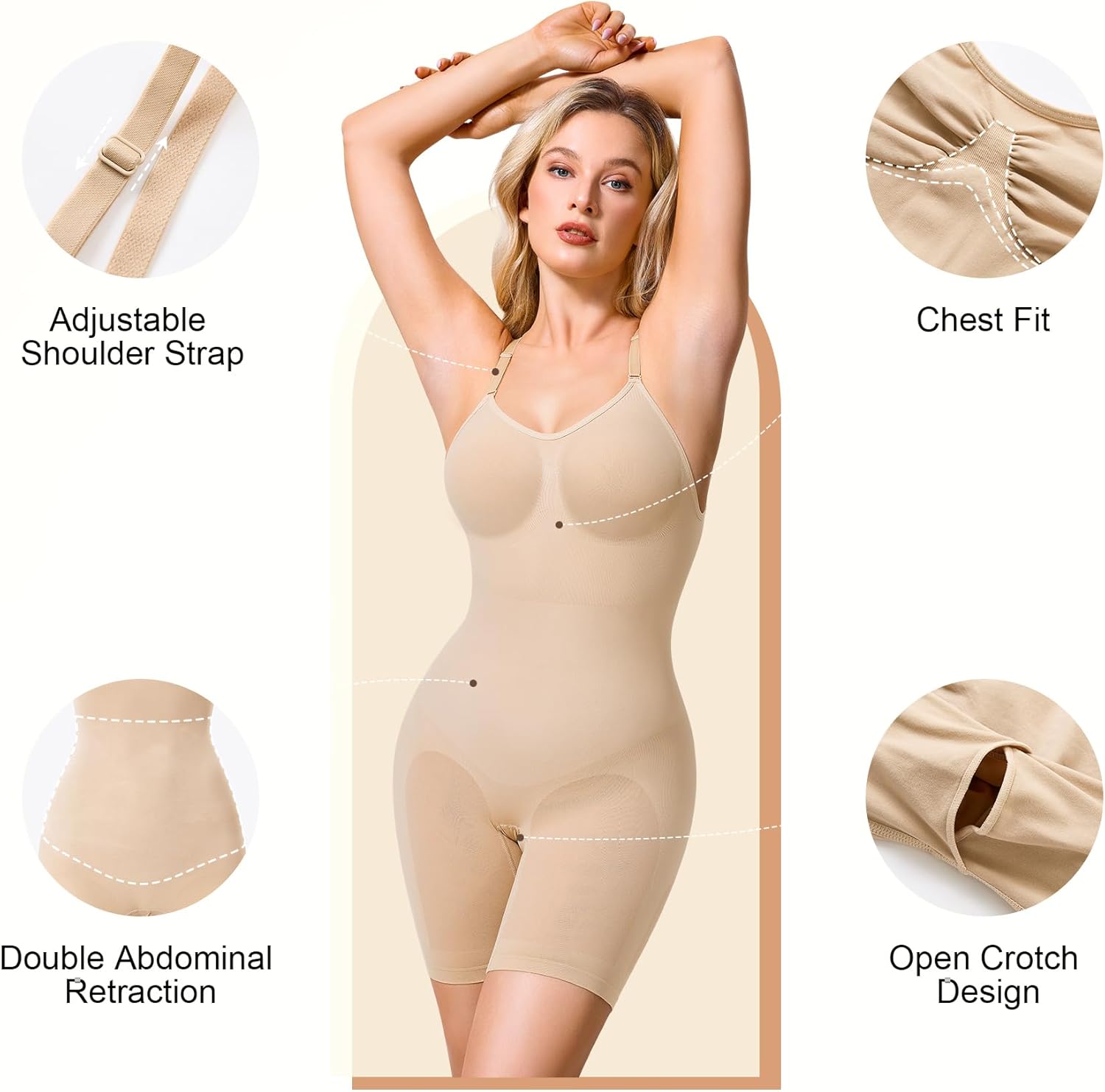 Alternative view of Irisnaya Shapewear Bodysuit for Women Tummy Control Backless Low Back Body Suits for Womens Full Body Shaper Body Suit