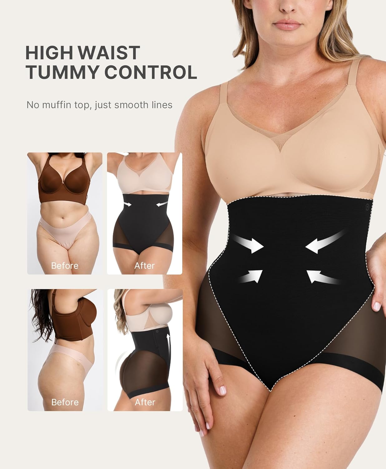 Alternative view of SHAPELLX Tummy Control Shapewear for Women High Waisted Body Shaper Underwear Compression Panty Invisible Girdle