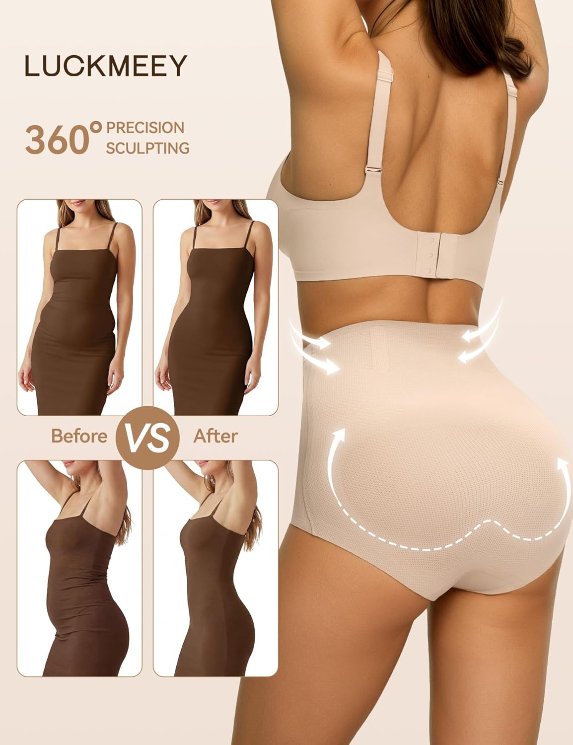 Alternative view of LUCKMEEY Tummy Control Shapewear Underwear for Women Seamless Girdle Butt Lifting Body Shaper Compression Panties Under Dress