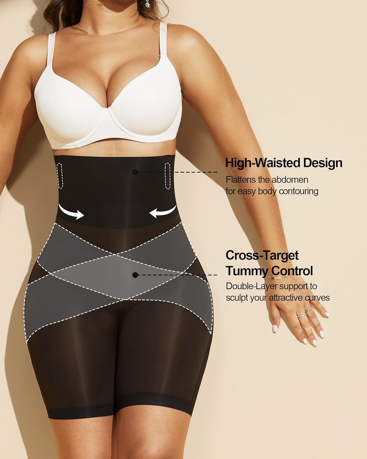 PAUKEE Tummy Control Shapewear Shorts for Women Butt Lifting Body Shaper Shorts High Waisted Seamless Girdles Under Dress