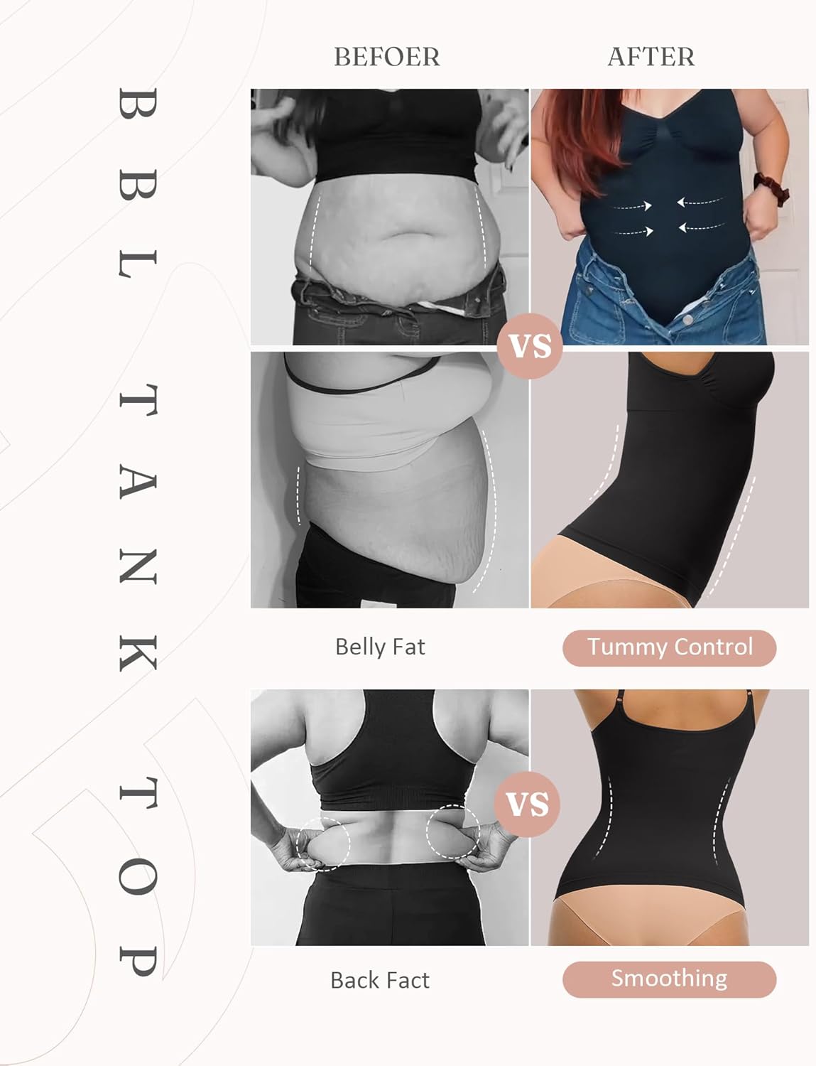 Alternative view of FeelinGirl Womens Tank Top Shapewear Tummy Control Tops Slimming Cami Tank Seamless Compression V Neck Camisole