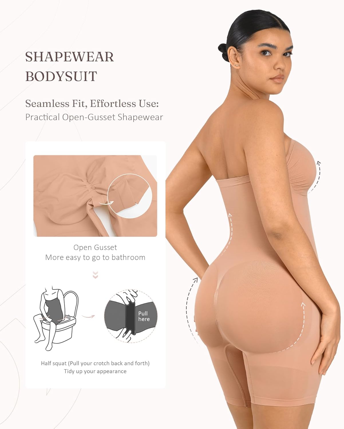 Alternative view of FeelinGirl Strapless Bodysuit for Women Tummy Control Shapewear Wedding Dress Body Shaper with Removable Straps