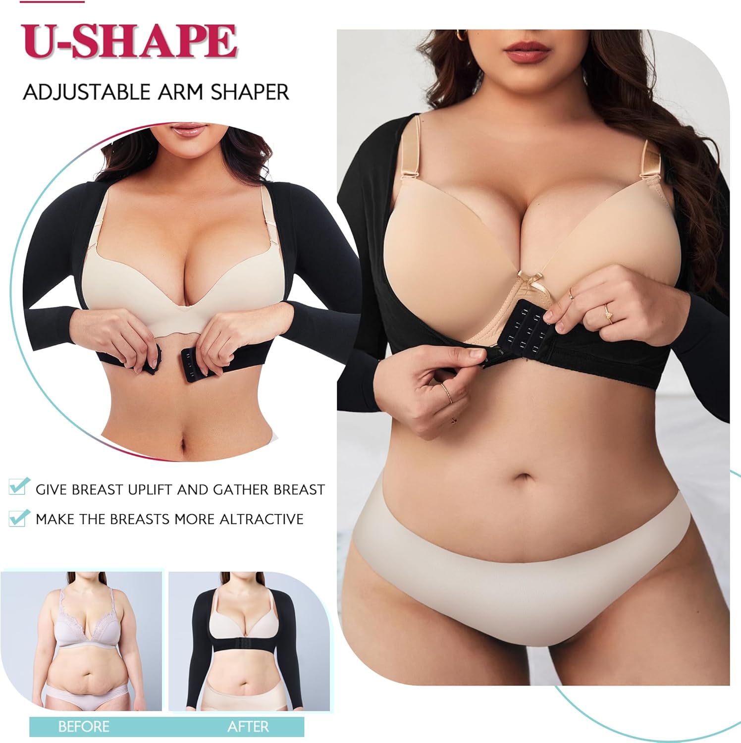 Alternative view of LODAY Upper Arm Shaper for Women Faja Post Surgery Slimming Compression Sleeves Shapewear Tops