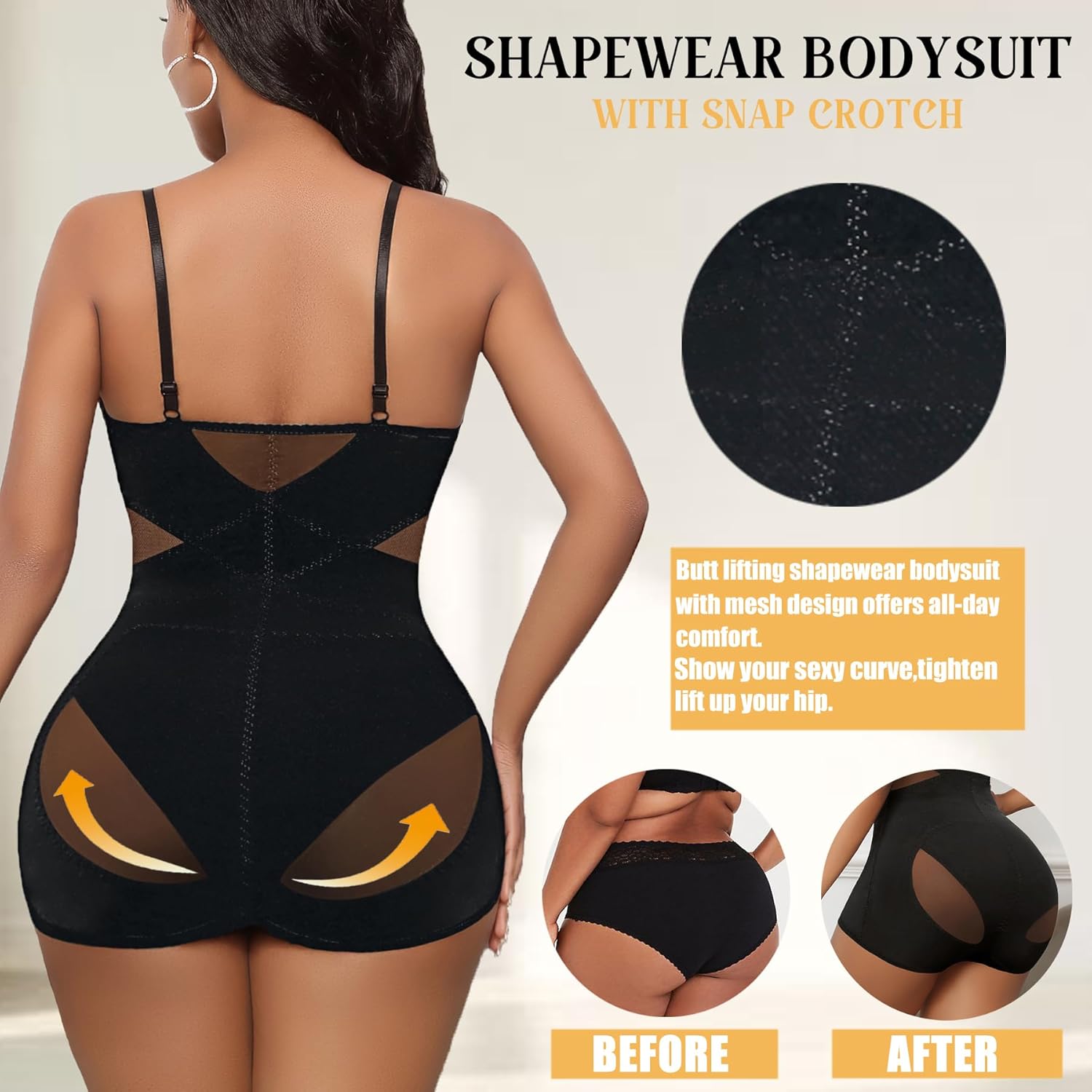 Avidlove Shapewear Bodysuit for Women Body Shaper Tummy Control Shapewear Plus Size Body Suits with Snap Crotch