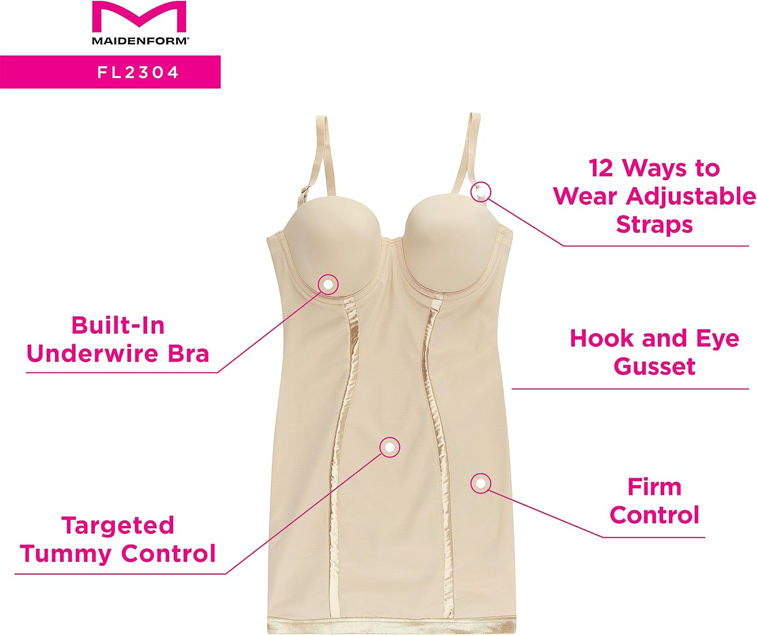 Alternative view of Womenu2019s Convertible Slip With Built In Bra & Anti-Static Fajas Shapewear FL2304