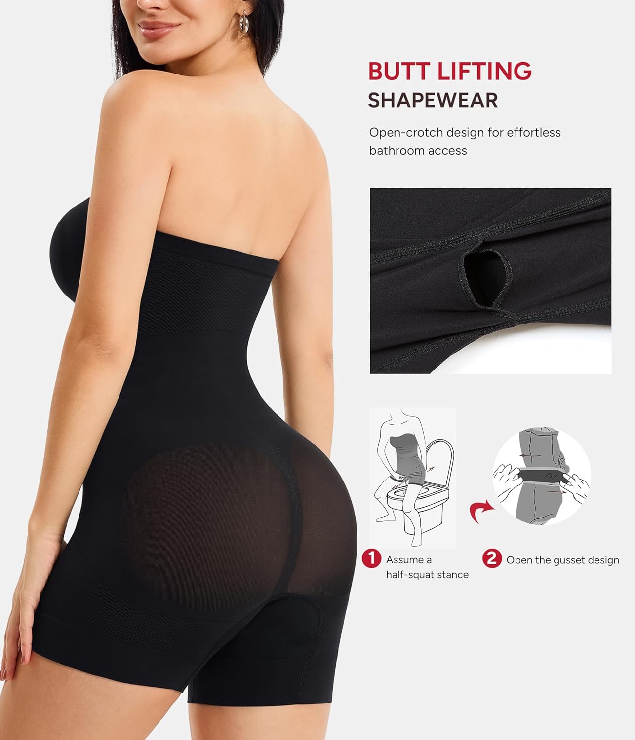 Alternative view of Nebility Strapless Shapewear for Women Tummy Control Shapewear Bodysuits Full Body Shaper with Adjustable Bow & Halter Neck