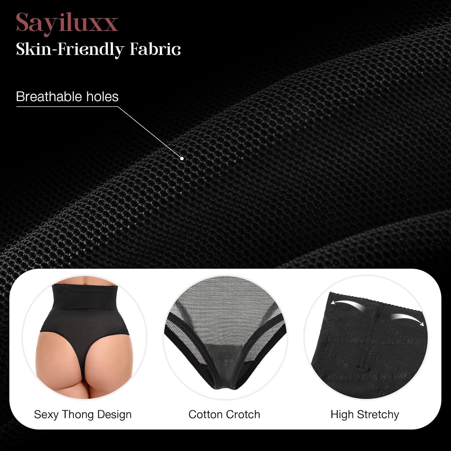 Alternative view of Sayiluxx Tummy Control Thong Shapewear for Women - High Waisted Shaping Underwear, Seamless Body Shaper Panties Girdle