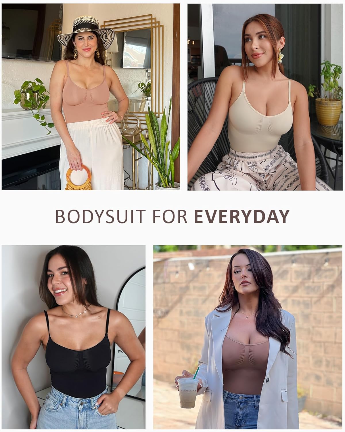 FeelinGirl Shapewear for Women Tummy Control Body Shaper Seamless Bodysuit Faja Snatched Waist Body Suit