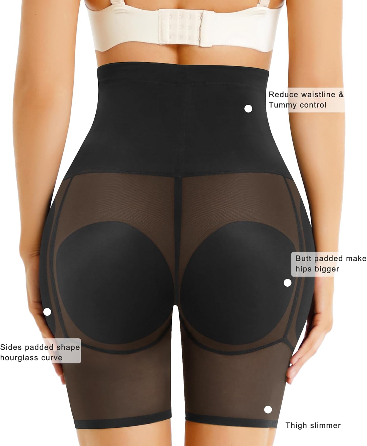 Irisnaya Women Shapewear Control Panties Body Shaper Butt Lifter Padded Hip Enhancer Seamless Underwear Hi- Waist Short