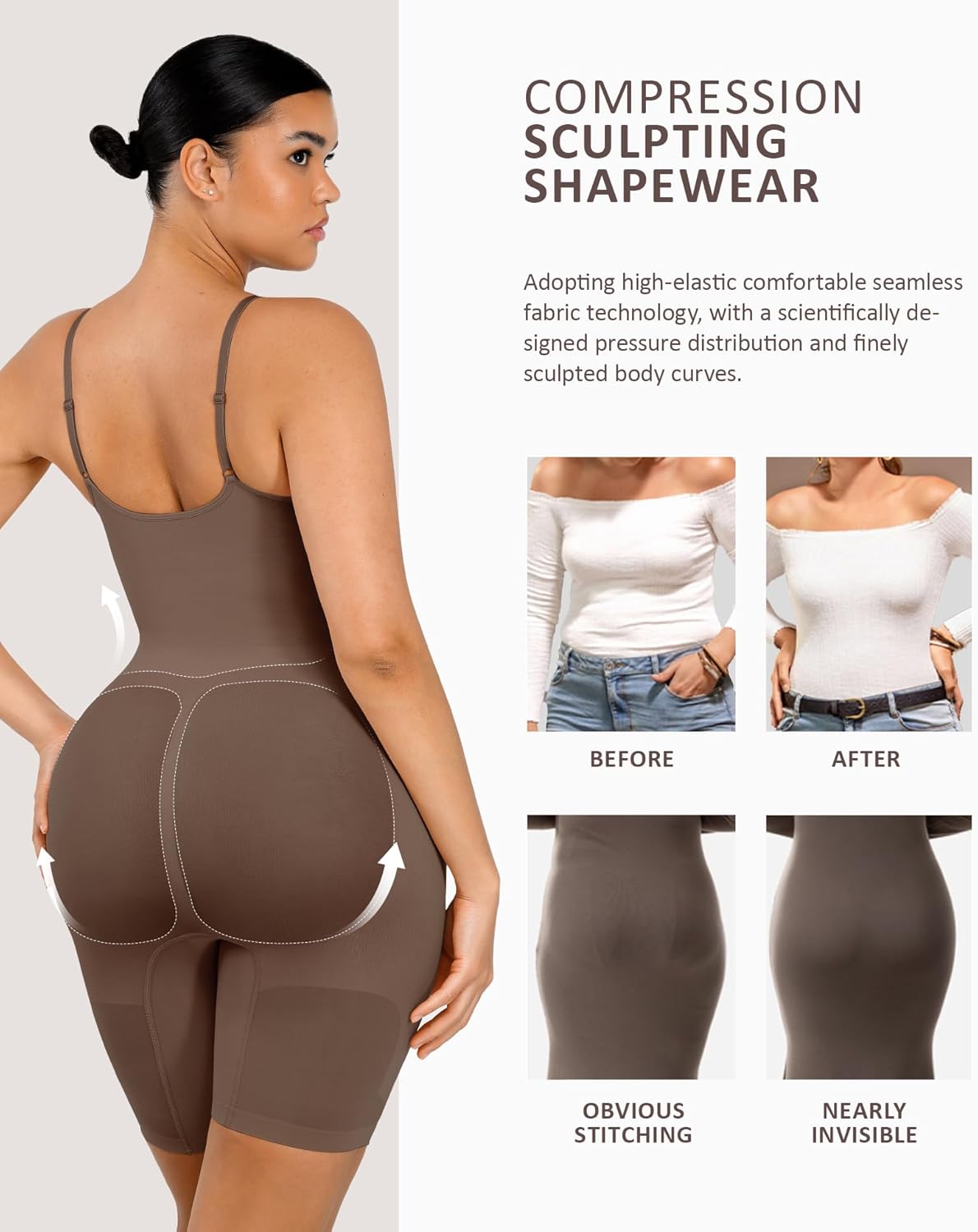 Alternative view of FeelinGirl Shapewear for Women Tummy Control Body Shaper Seamless Bodysuit Faja Snatched Waist Body Suit