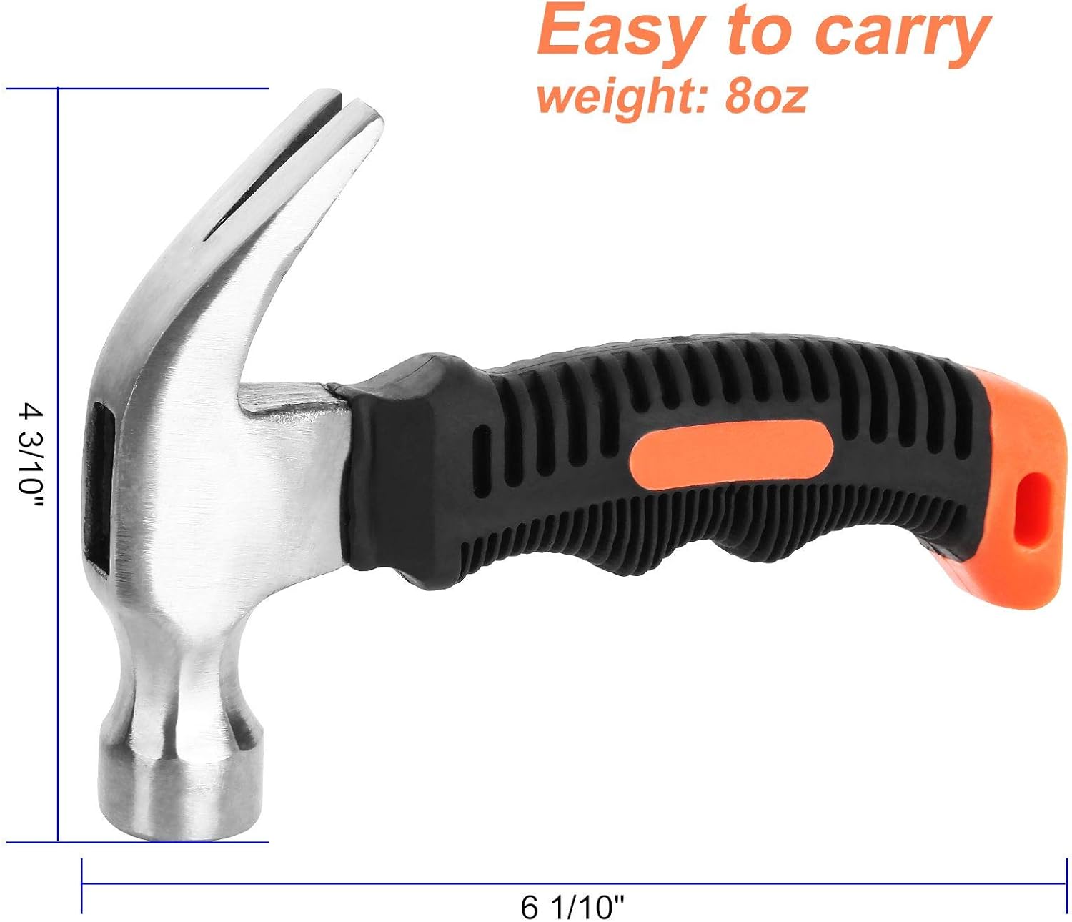 8 OZ Stubby Claw Hammer, 4 Pack Small Claw Hammer Mini Stubby Hammers with Soft Rubber Handle for Home Repair, DIY, Building, Woodwork, Household Work and Outdoor Camping