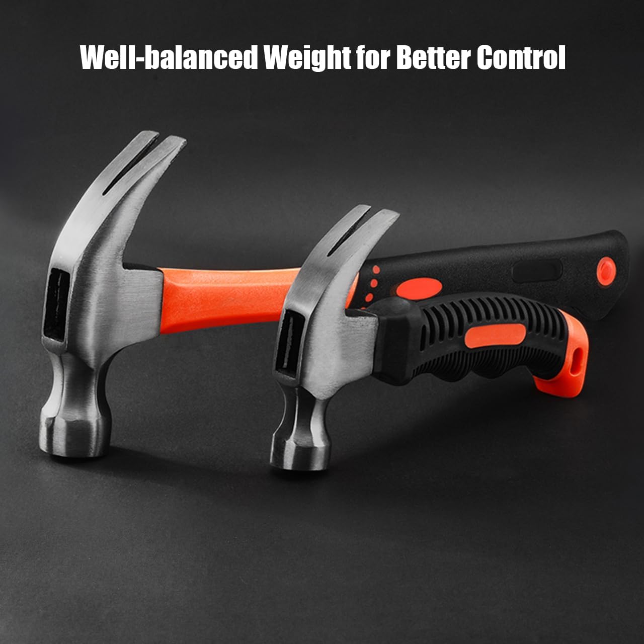 Alternative view of 2 Piece Hammer Set,includes 1 Pack 8 OZ Mini Stubby Claw Hammer and 1 Pack 16 OZ Fiberglass General Purpose Claw Hammer,Soft Nonslip Handle & Heat Treated Head,Heavier for Higher Hardness