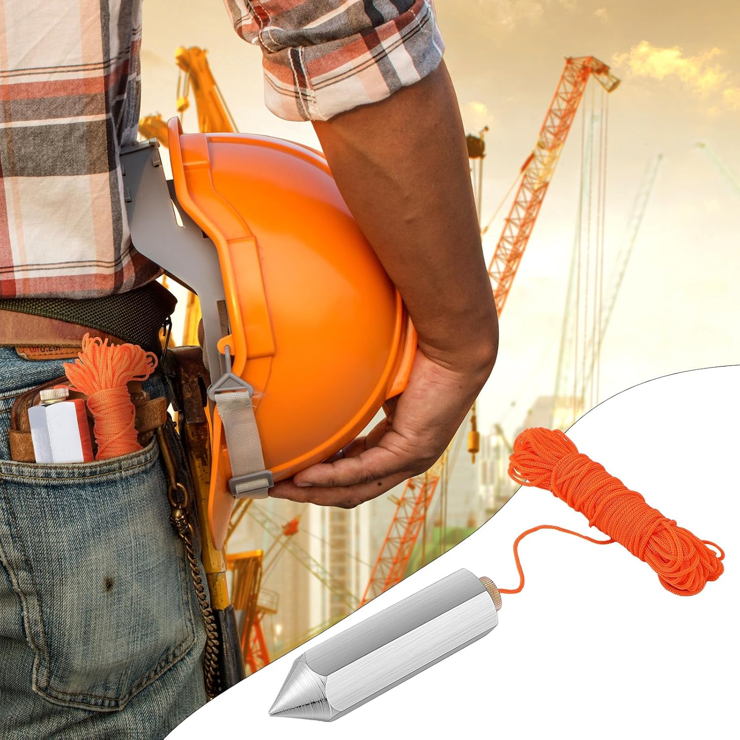 Relaxweex 4 Pcs Hexagon Steel Plumb Bob 790-8, 8 Ounce Brass Plumb Alloy Steel Building Measuring Hammer Wire Hammer Pendant Metal Building Accessories Crafting Wire Kit