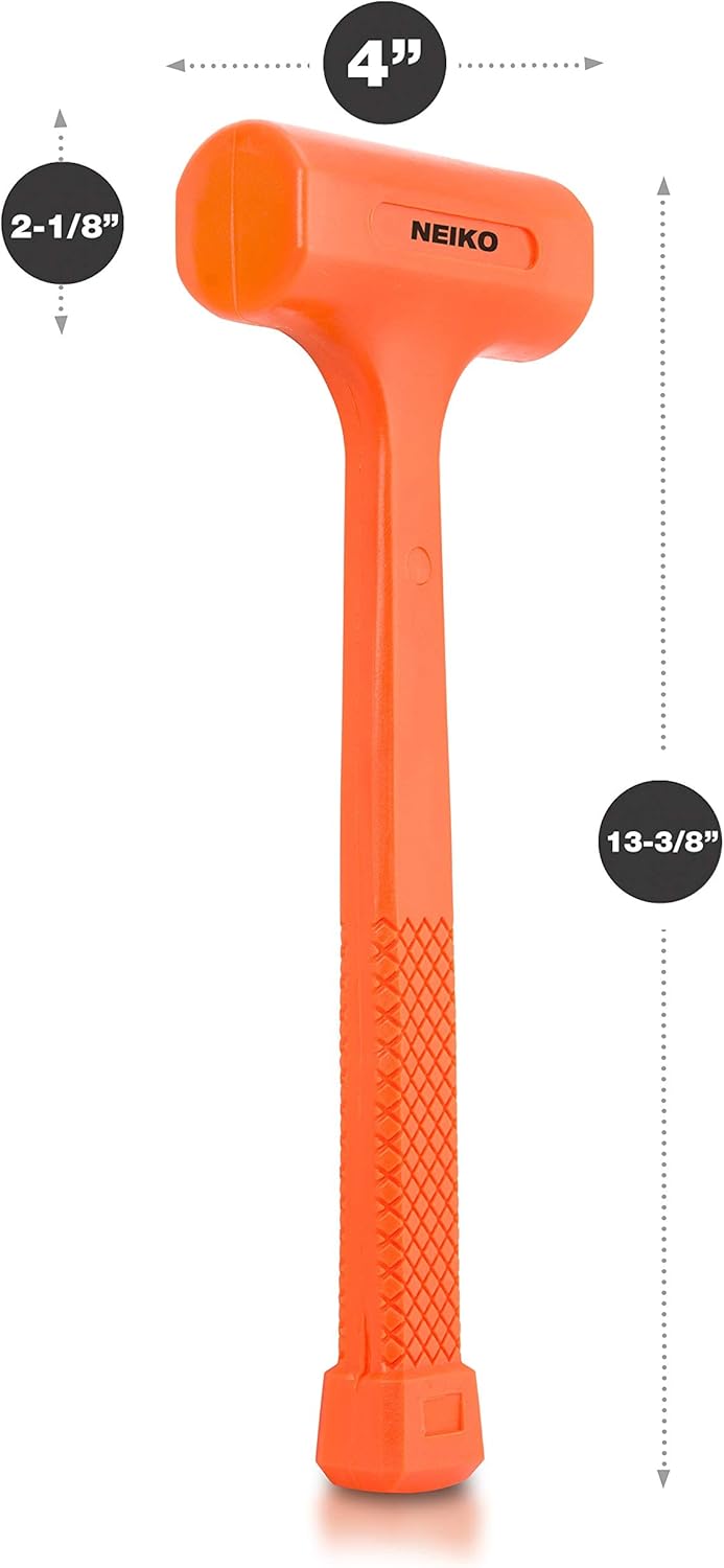 Alternative view of NEIKO 02847A 2 LB Dead Blow Hammer, Neon Orange | Unibody Molded | Checkered Grip | Spark and Rebound Resistant