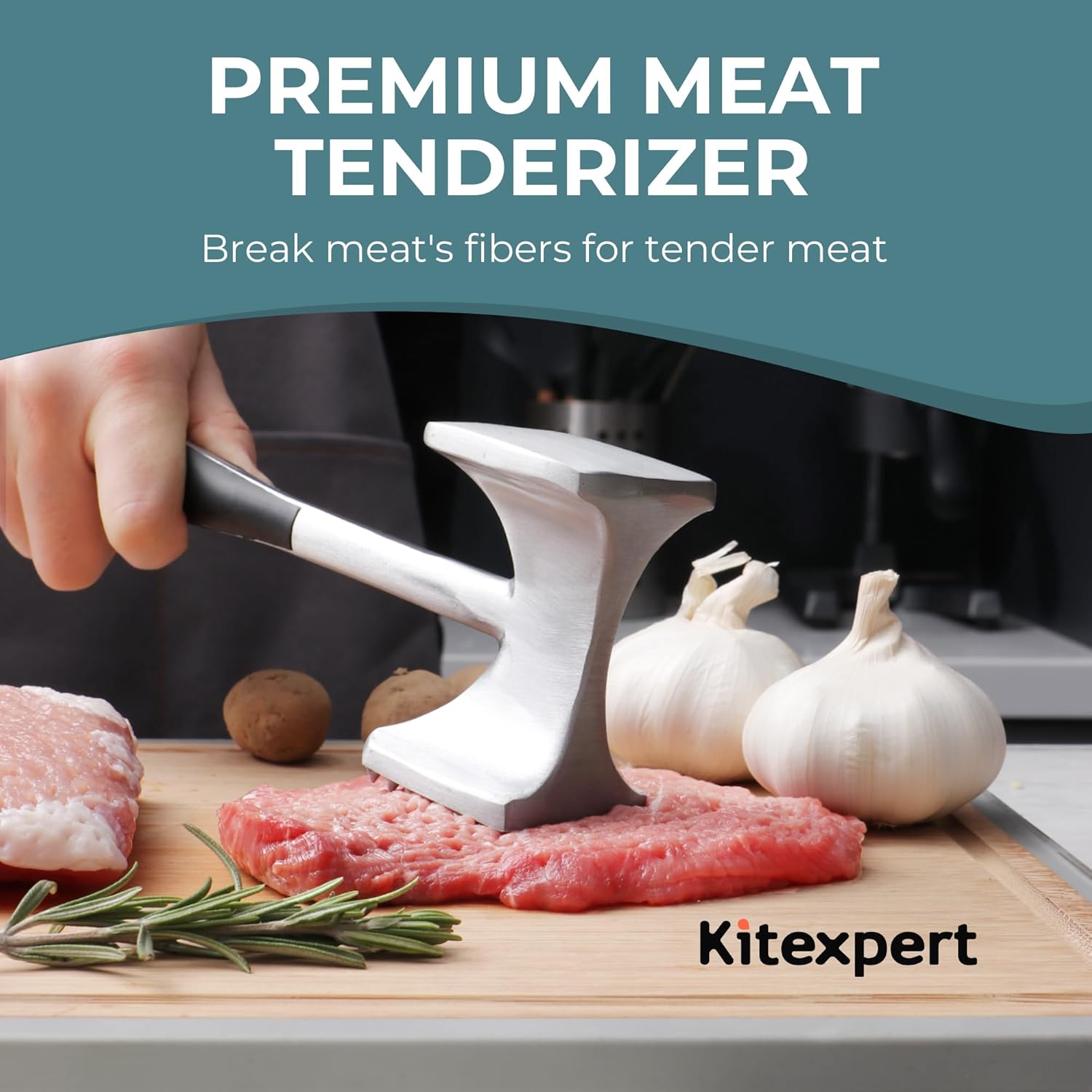 Alternative view of KITEXPERT Meat Tenderizer Hammer with Comfortable-Grip Handle, Dual-side Mallet for Kitchen, Heavy Duty Pounder For Tenderizing Steak, Beef and Fish