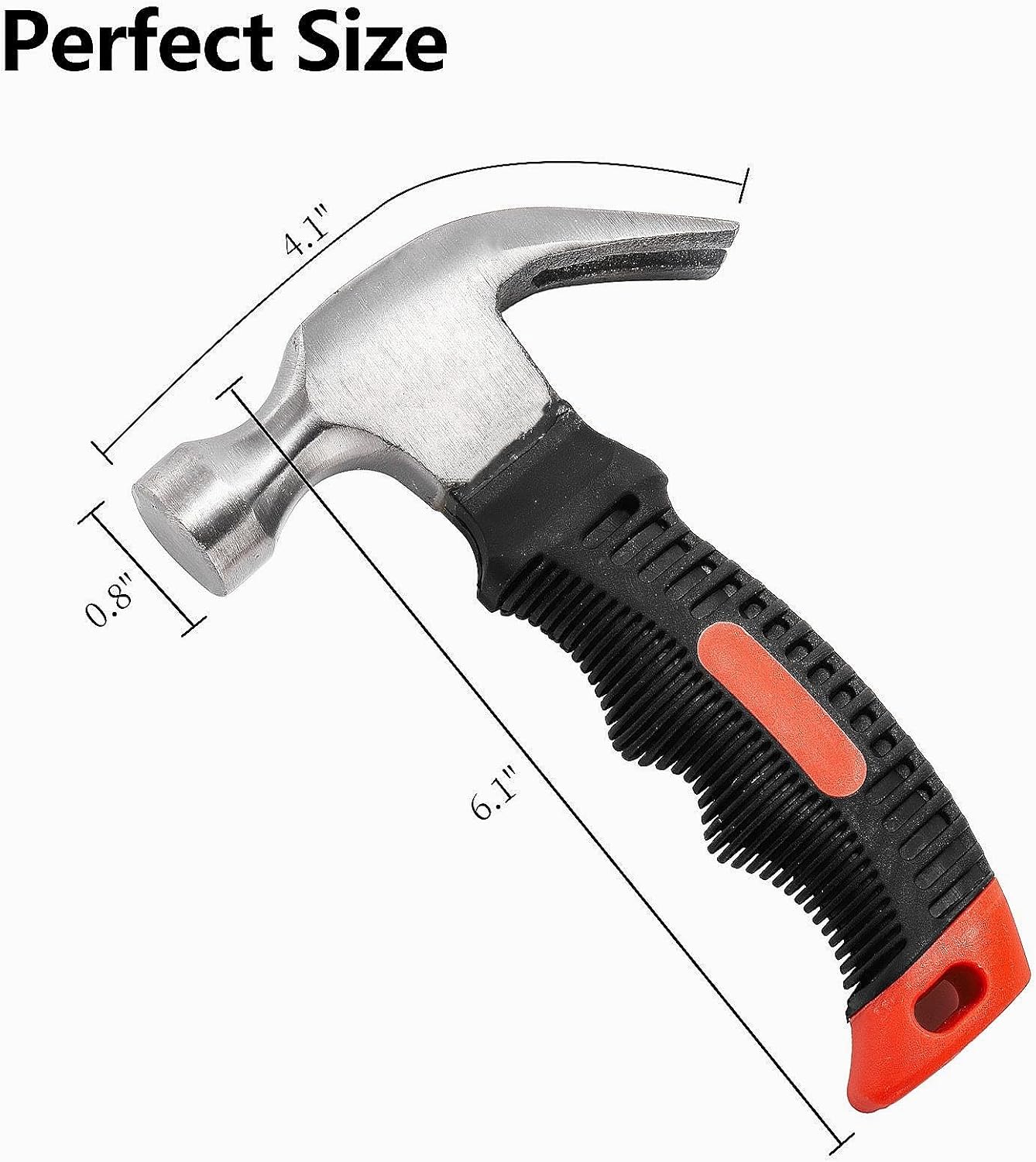 8 Pack 12 oz Small Hammer Tool, Mini Claw Hammer with Soft Rubber, Stubby Hammer, Camping Hammerfor Picture Hanging, General Household Projects