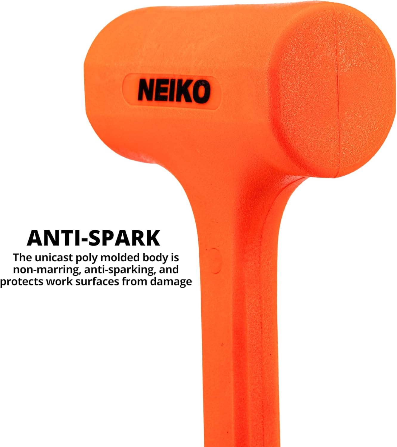 Alternative view of NEIKO 02888A Dead Blow Hammer Set, 3pc Neon Orange Deadblow Mallet, 1lb, 2lb, 3lb Hammers, Spark and Rebound Resistant, Unibody Molded, Checkered Grip