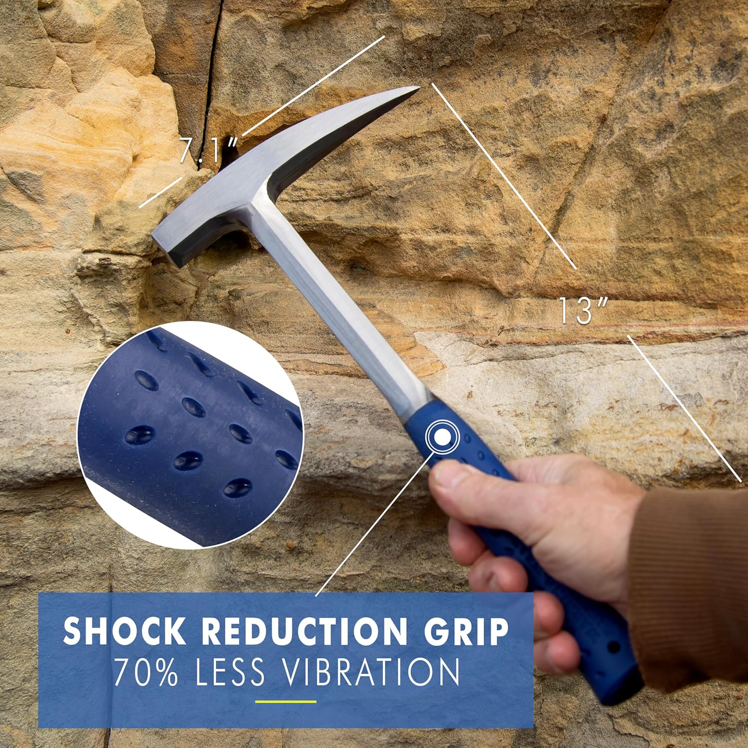Alternative view of ESTWING Rock Pick - 22 oz Geology Hammer with Pointed Tip & Shock Reduction Grip - E3-22P