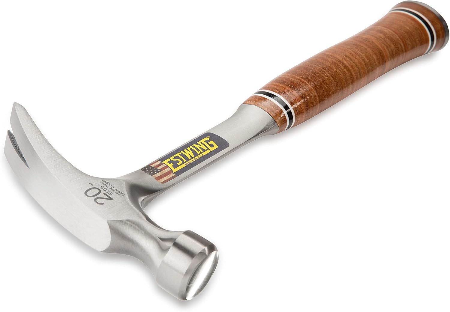 Alternative view of Estwing Hammer - 20 oz Straight Rip Claw with Smooth Face & Genuine Leather Grip - E20S