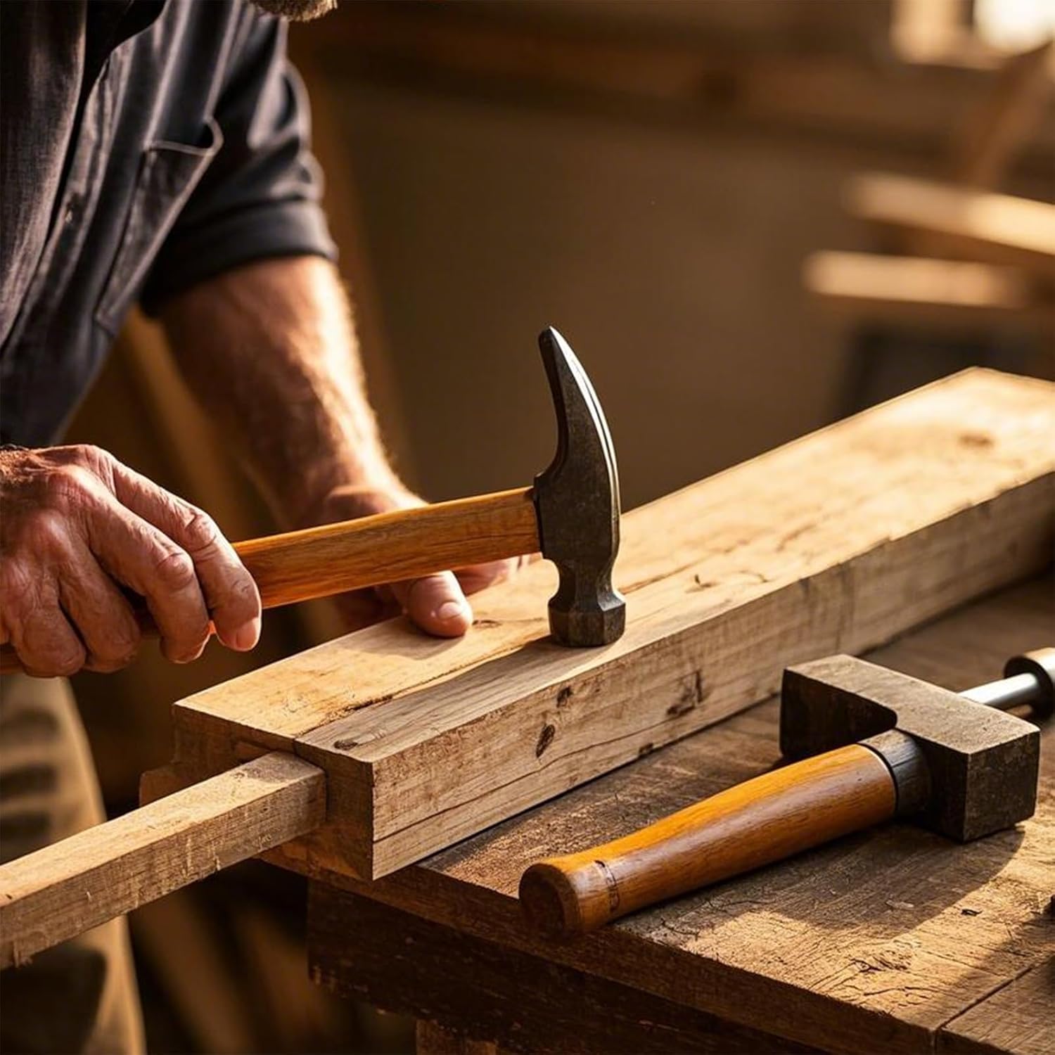 FUNSUEI 4 PCS 16 OZ Claw Hammer, Straight Claw Hammer, Carbon Steel Rip Claw Hammers with Wood Handle for Prying Nails, Woodworking, Repairing