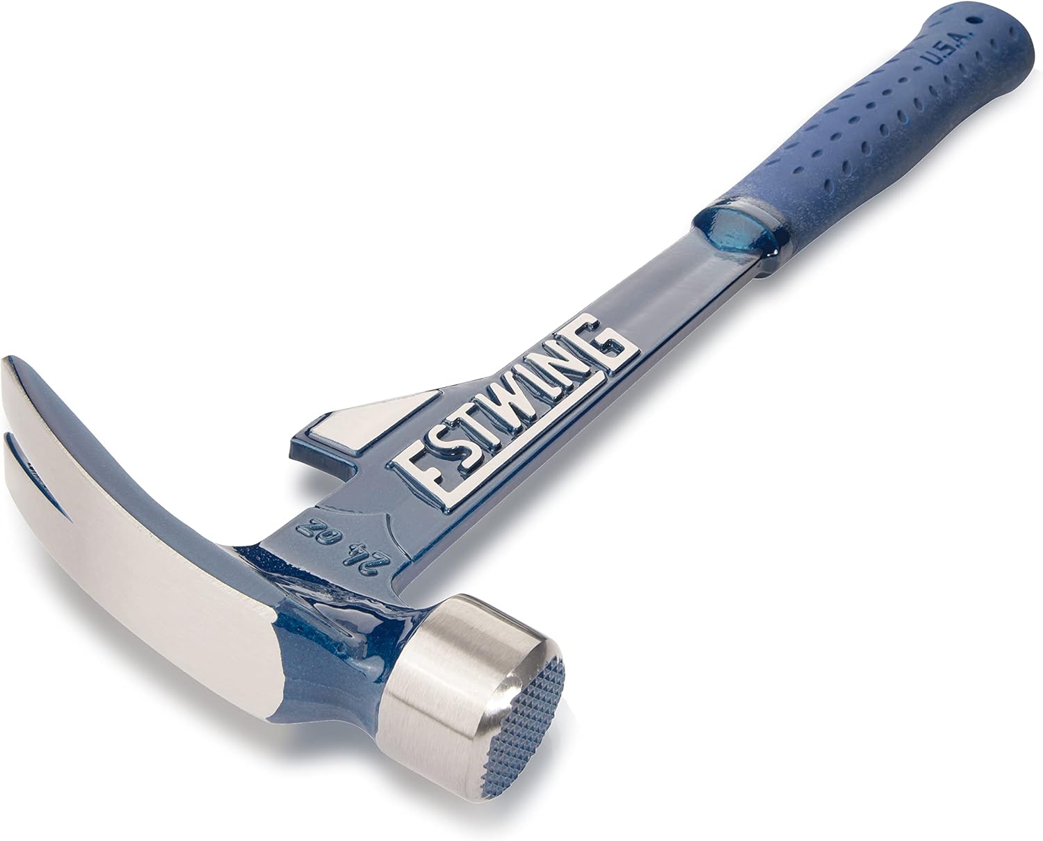 ESTWING Hammertooth Hammer - 24 oz Long Handle Straight Rip Claw with Milled Face & Shock Reduction Grip - E6-24TM