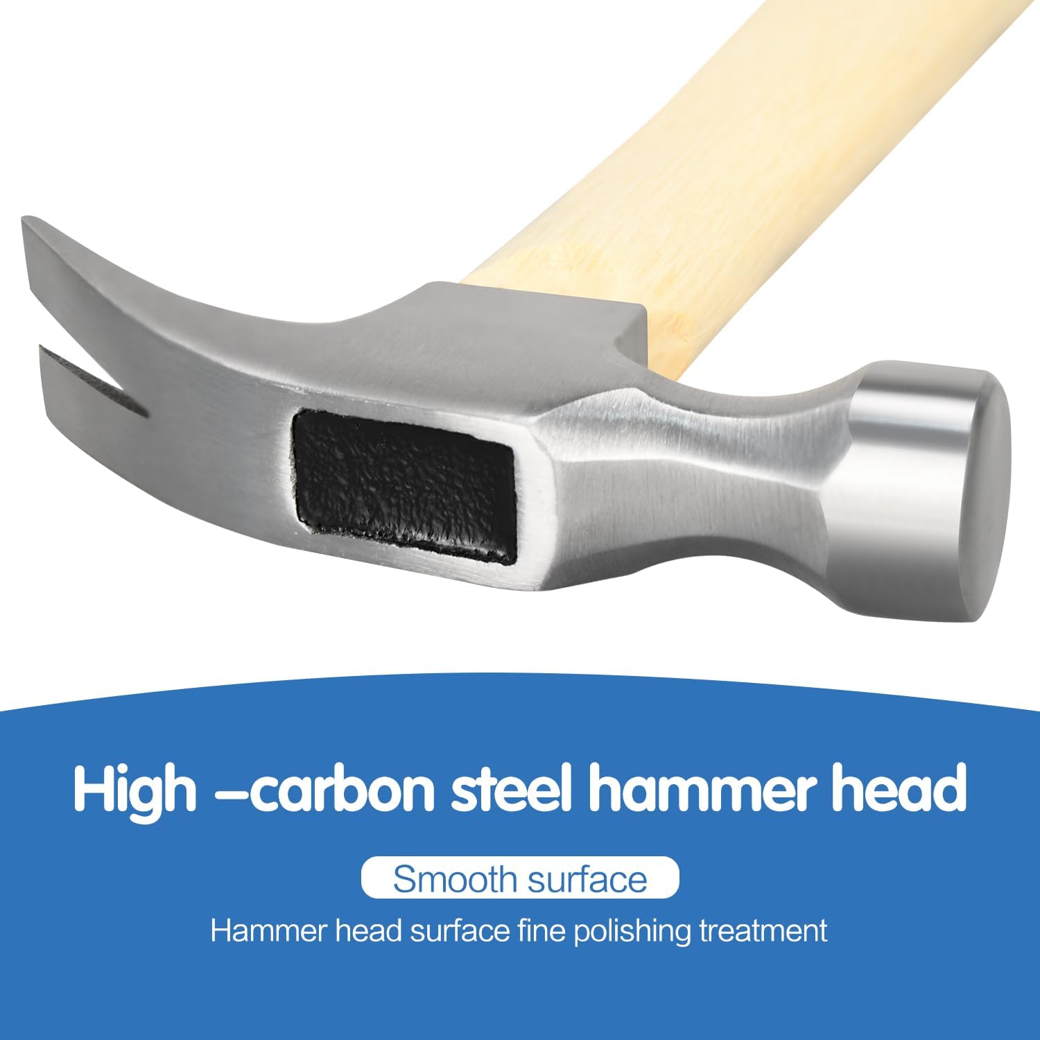 Alternative view of 16oz Claw Hammer, General Purpose Claw Hammer with Wooden Handle & Forged Steel Head