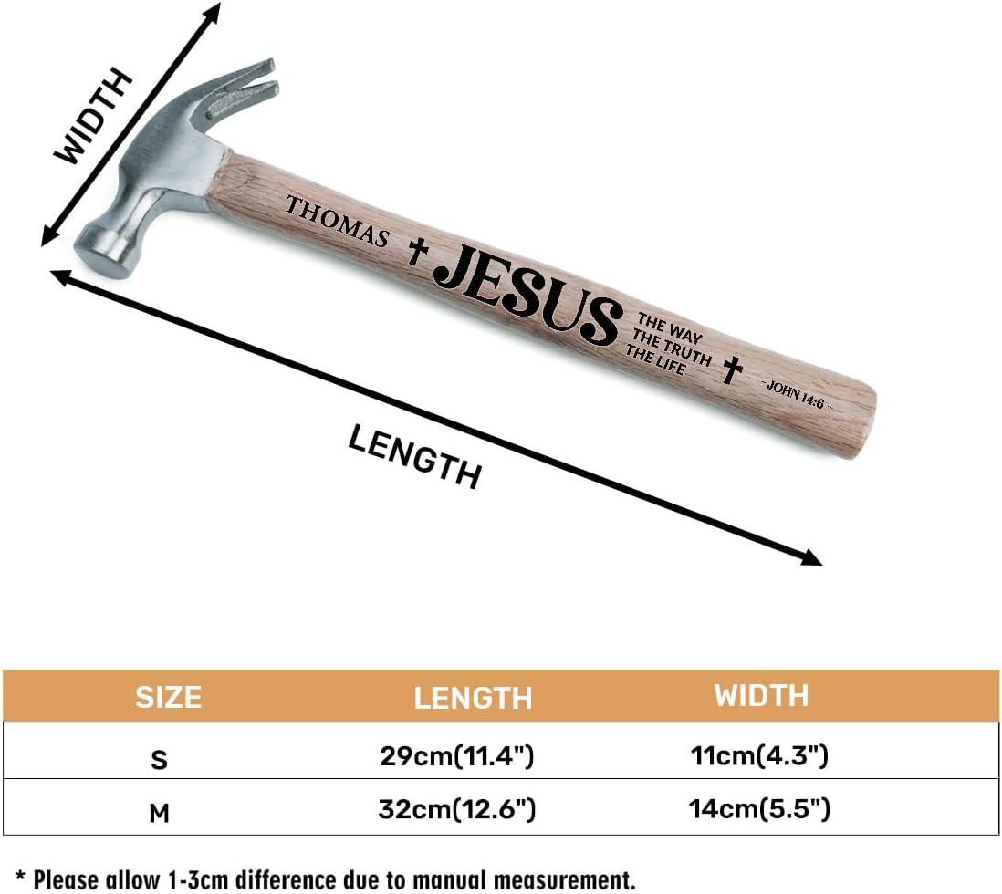 Alternative view of Joymade Personalized Engraved Hammer - Father's Day Gifts, Wooden Hammer for Housework - Christian Gifts For Men, Father (The Way The Truth The Life)