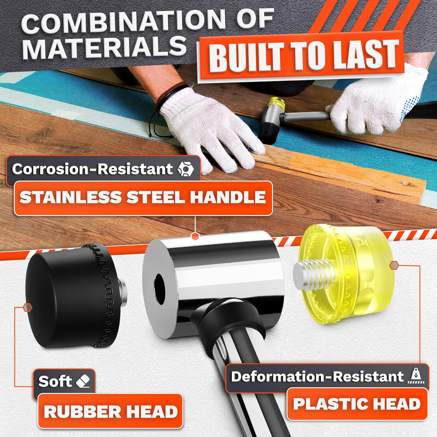 Alternative view of Small Rubber Mallet Hammer – 25 mm Lightweight Double-Sided Rubber and Plastic Head | Non-Slip Ergonomic Grip | Durable, Scratch-Free Tool for Jewelry Making & Repair, Valentine Craft, Furniture Setup