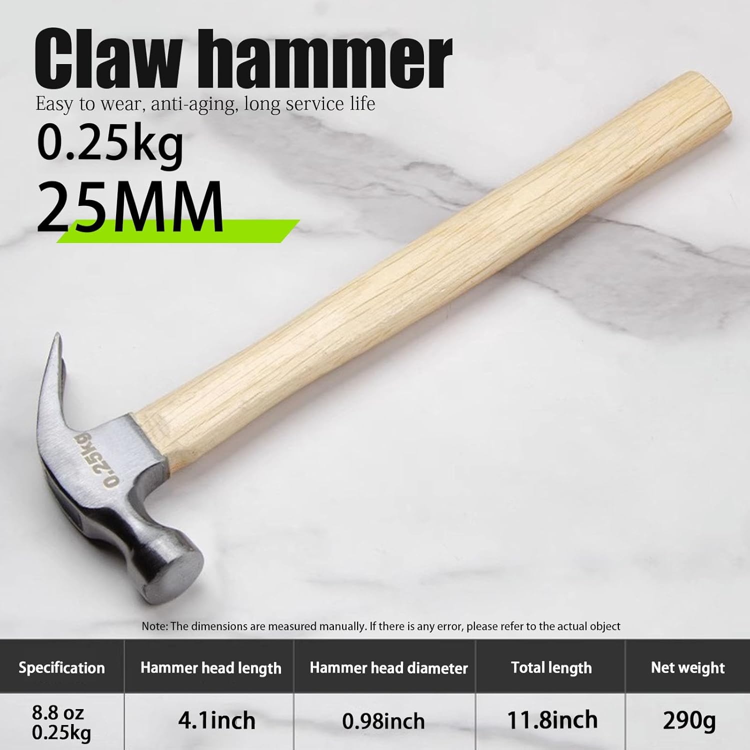 Alternative view of 8.8 Ounce Claw Hammer,Forged Carbon Steel Head Small hammer Wood Hammer Solid wood handle claw hammer for Home Repair& DIY