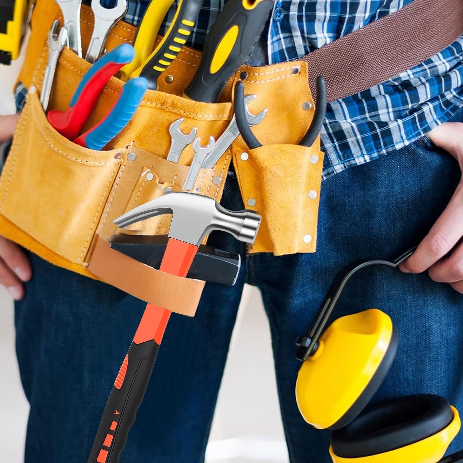 Framing Hammer Claw Camping Hammer Hammers with Smooth Face Long Handle Straight Claw Hammer 11oz for DIY Craft Industry Home Outdoor