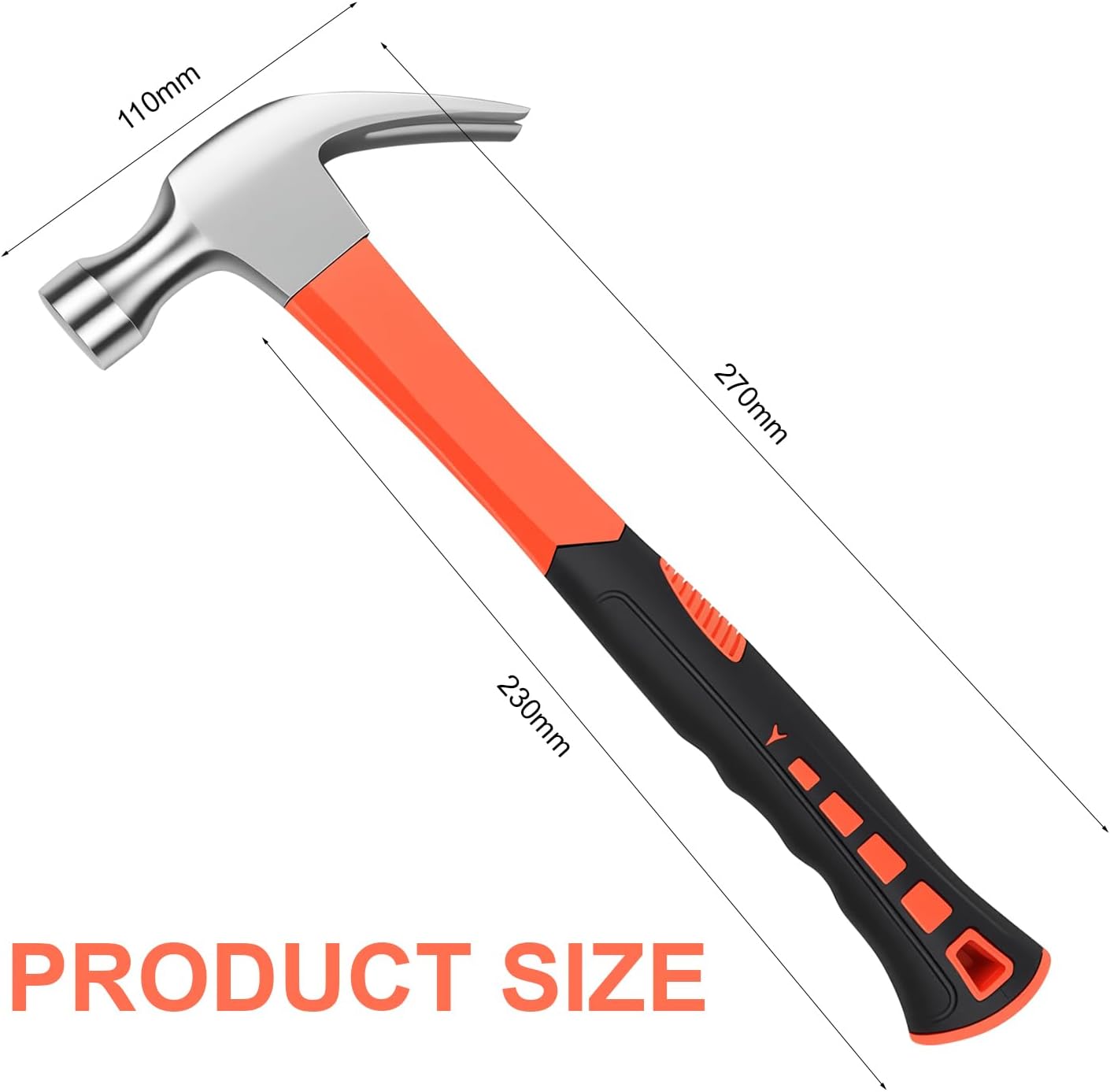 Alternative view of Framing Hammer Claw Camping Hammer Hammers with Smooth Face Long Handle Straight Claw Hammer 11oz for DIY Craft Industry Home Outdoor