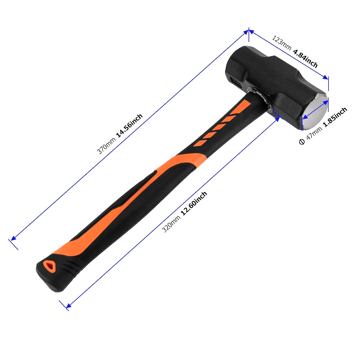 2 Pack 4 lb Small Sledge Hammer, 4 Pound Mini Sledge Hammer, Steel Head and 12 Inch Long Shock-Resistant Fiberglass Handle, Heavy Duty Stoning Hammer Club Hammer