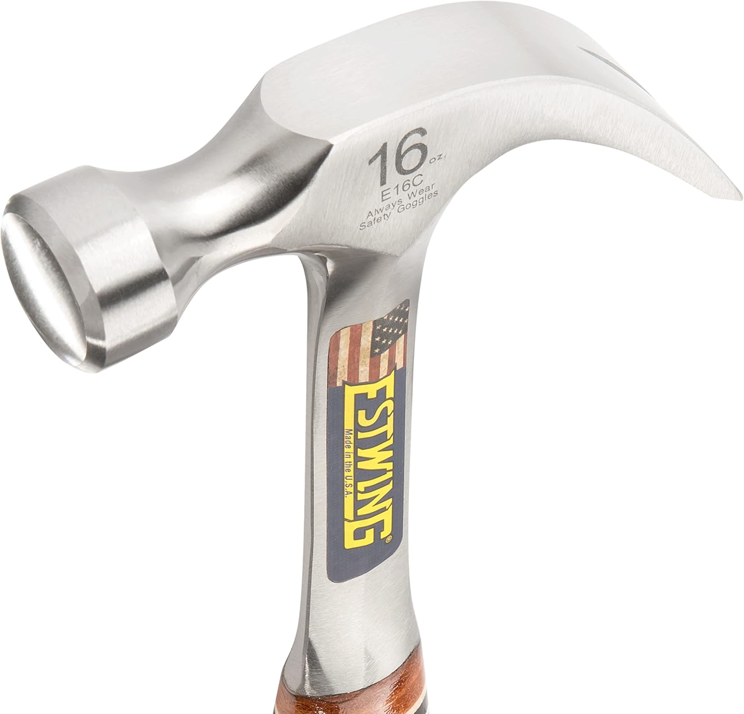Alternative view of ESTWING Hammer - 16 oz Curved Claw with Smooth Face & Genuine Leather Grip - E16C