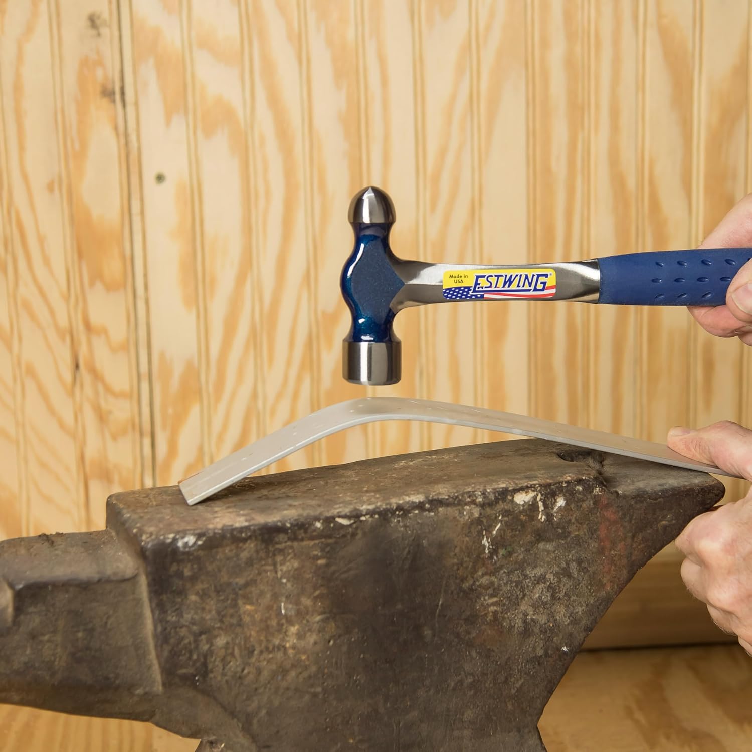 ESTWING Ball Peen Hammer - 16 oz Metalworking Tool with Forged Steel Construction & Shock Reduction Grip - E3-16BP