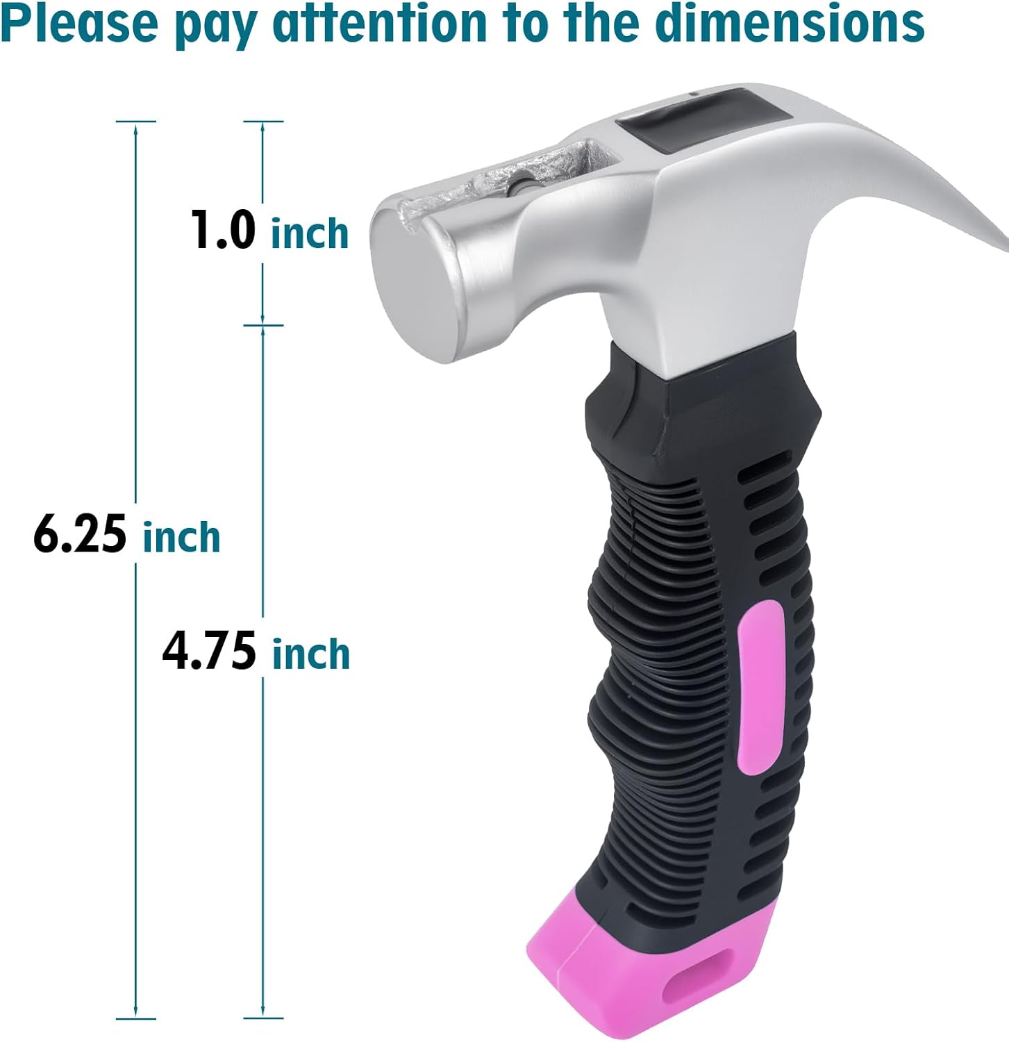 Alternative view of Small Claw Hammer - Mini Hammer for Women&Kids, Camping Hammer, Stubby Tack Hammer, Nail Hammer with Magnetic (Pink)