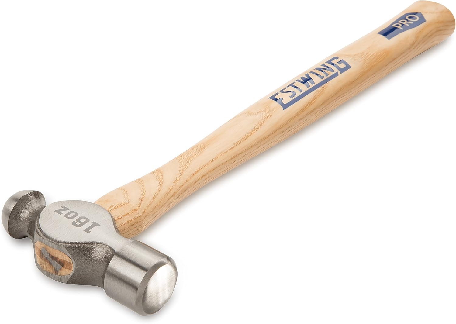 ESTWING Sure Strike Ball Peen Hammer - 16 oz Metalworking Tool with Forged Steel Head & Hickory Wood Handle - MRW16BP