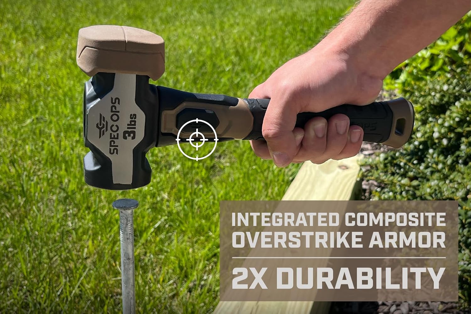 Alternative view of Spec Ops Tools Drilling Hammer, 3 lbs Sledge hammer with Bi-Material Shock Absorbing & Vibration Dampening Handle, 3% Donated to Veterans, Black/Tan