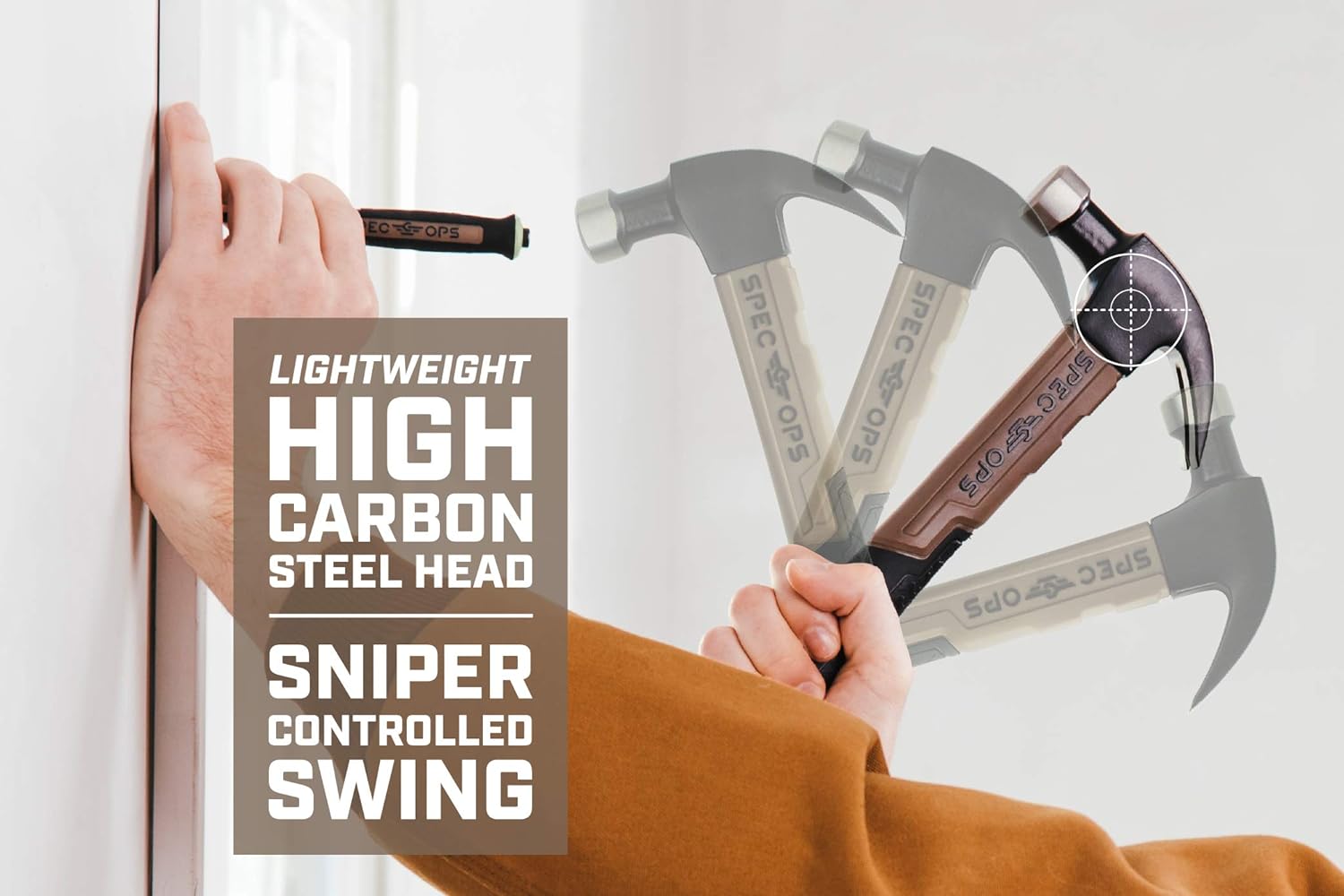 Spec Ops Tools Fiberglass Hammer, 16 oz, Curved Claw, Shock-Absorbing Grip