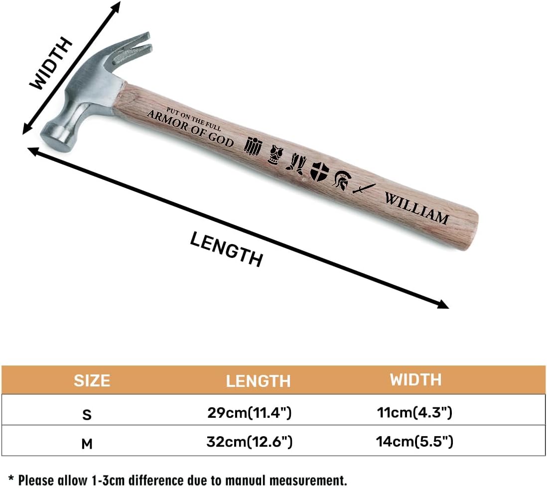 Alternative view of Joymade Personalized Engraved Hammer - Father's Day Gifts, Wooden Hammer for Housework - Christian Gifts For Men, Father (Put On The Full Armor Of God)