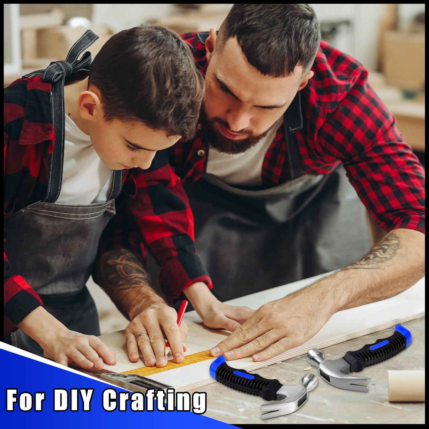 8 Pieces Small Hammer 12 Ounce Mini Hammer for Kids Women Men, Lightweight Melt Claw Hammers Bulk with Hardware Nails for Hanging Pictures Crafts Tent Kit (Blue and Black)