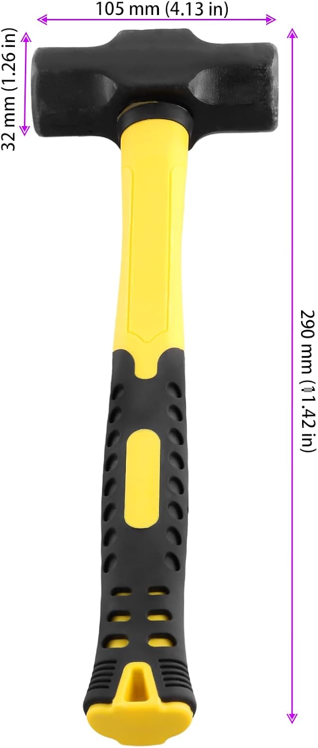 Alternative view of 3 PCS 2lbs Sledge Hammers with Shock Absorption Handles, Solid Steel Heads, High Impact Tool Hammers for Dismantling, Fixing, Knocking