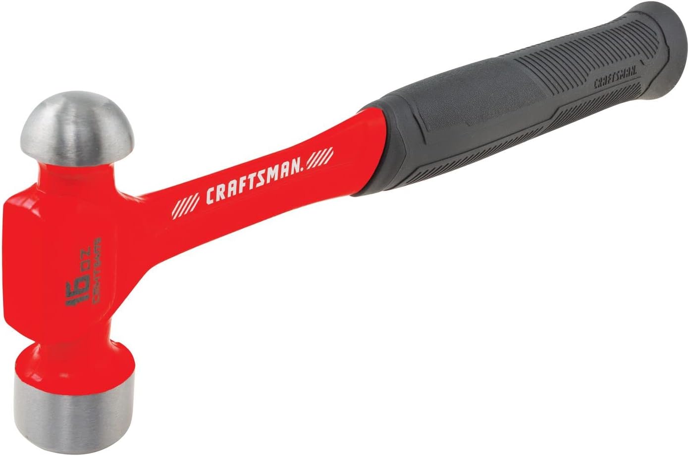CRAFTSMAN Ball Peen Hammer 16-oz Rounded Face Steel Head Steel Rubber (CMHT54179), Red
