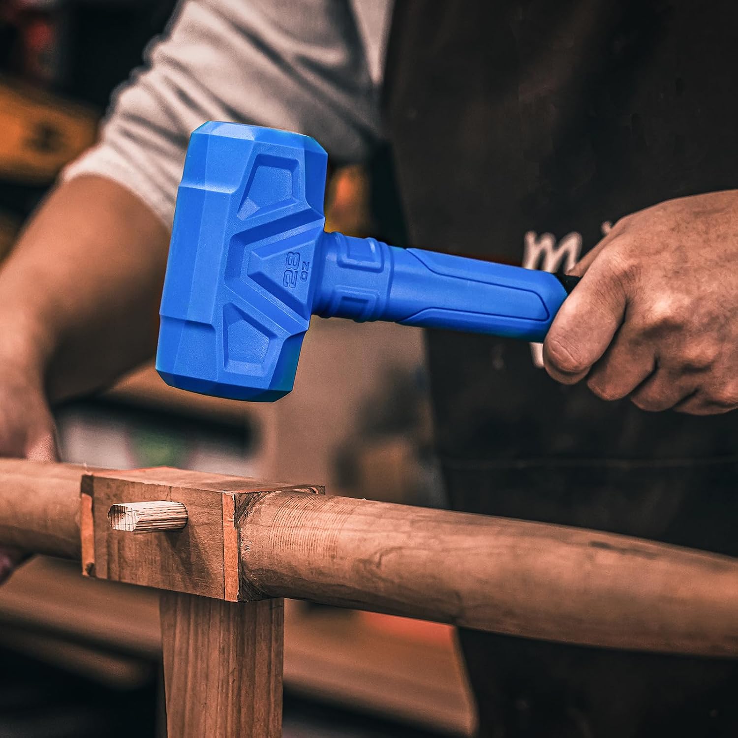 REAL STEEL Dead Blow Hammer 45 Oz Rubber Mallet Non-Marring and Sparking Resistant with Steel Shot-filled Head Ideal for DIY,Automotive,Furniture (0318)