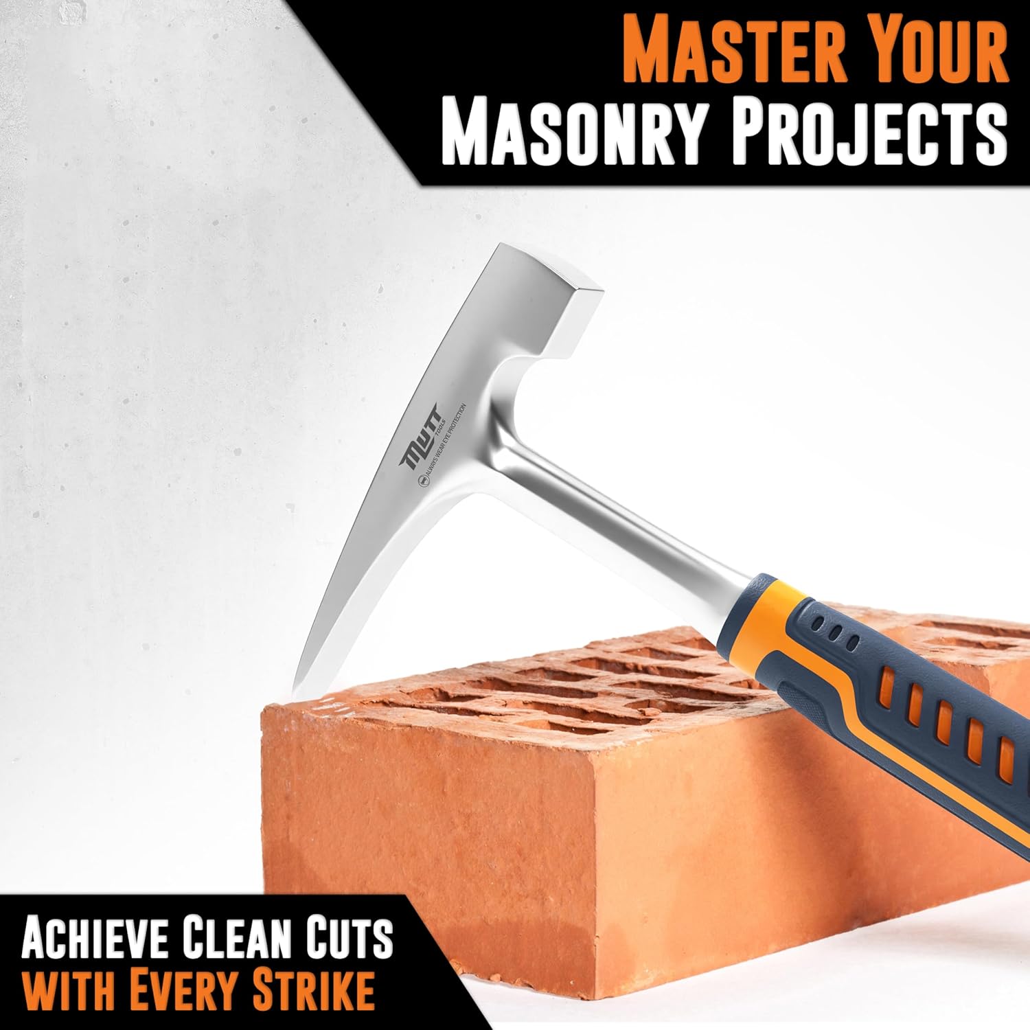Alternative view of Mutt Tools Professional Brick Hammer - 20oz Heavy Duty Masonry Hammer for Bricklayer Tools, Stone Hammer for Mason Work