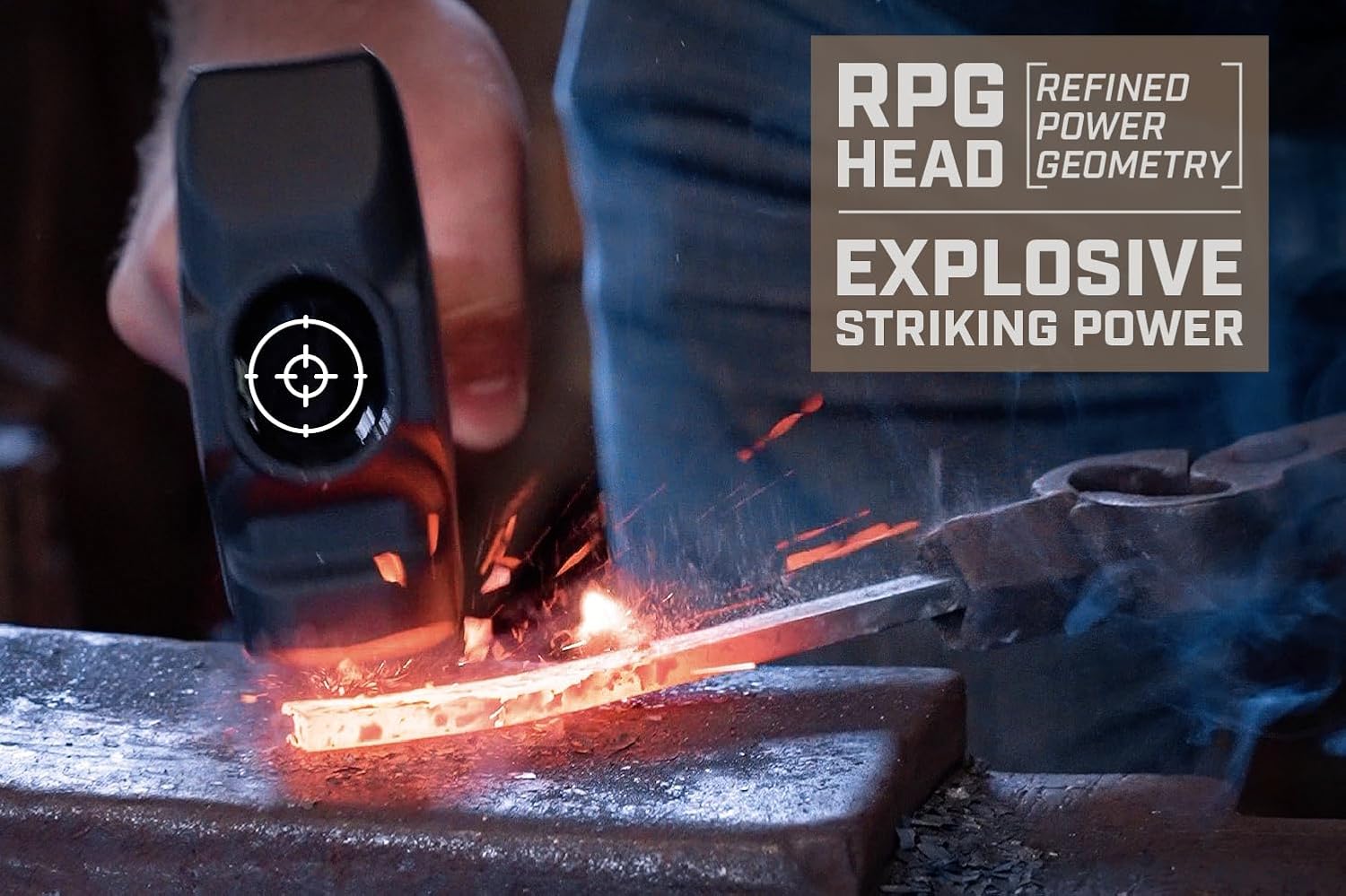 Spec Ops Tools Blacksmith Hammer, 4 lb Sledge hammer with Bi-Material Shock Absorbing & Vibration Dampening Handle, 3% Donated to Veterans, Black/Tan