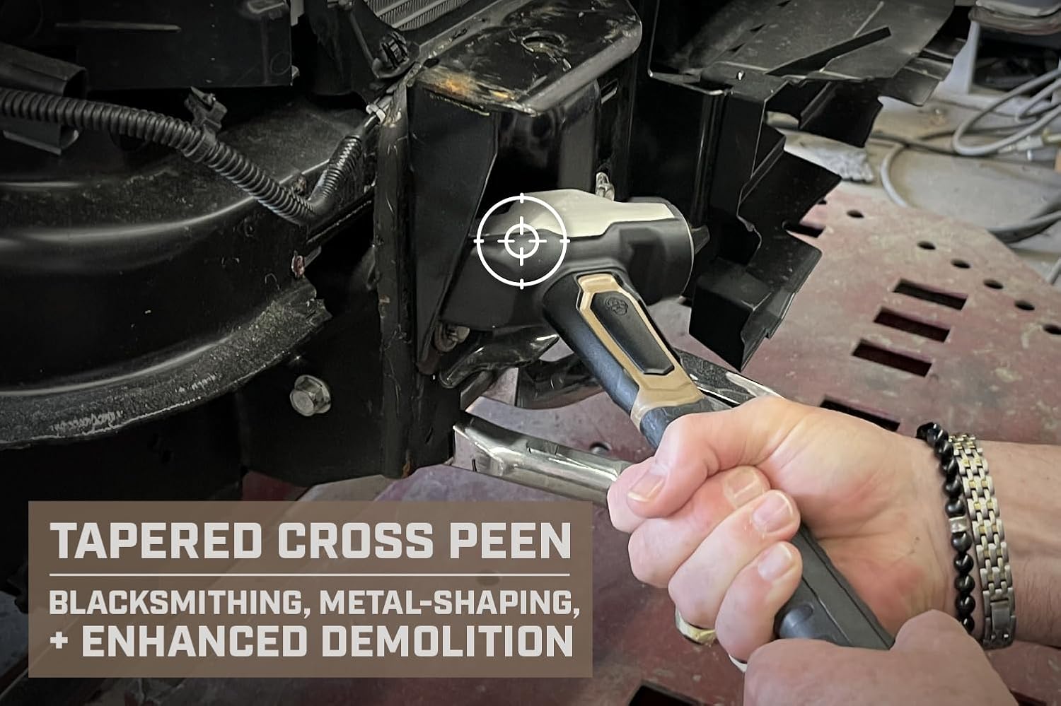 Alternative view of Spec Ops Tools Blacksmith Hammer, 4 lb Sledge hammer with Bi-Material Shock Absorbing & Vibration Dampening Handle, 3% Donated to Veterans, Black/Tan