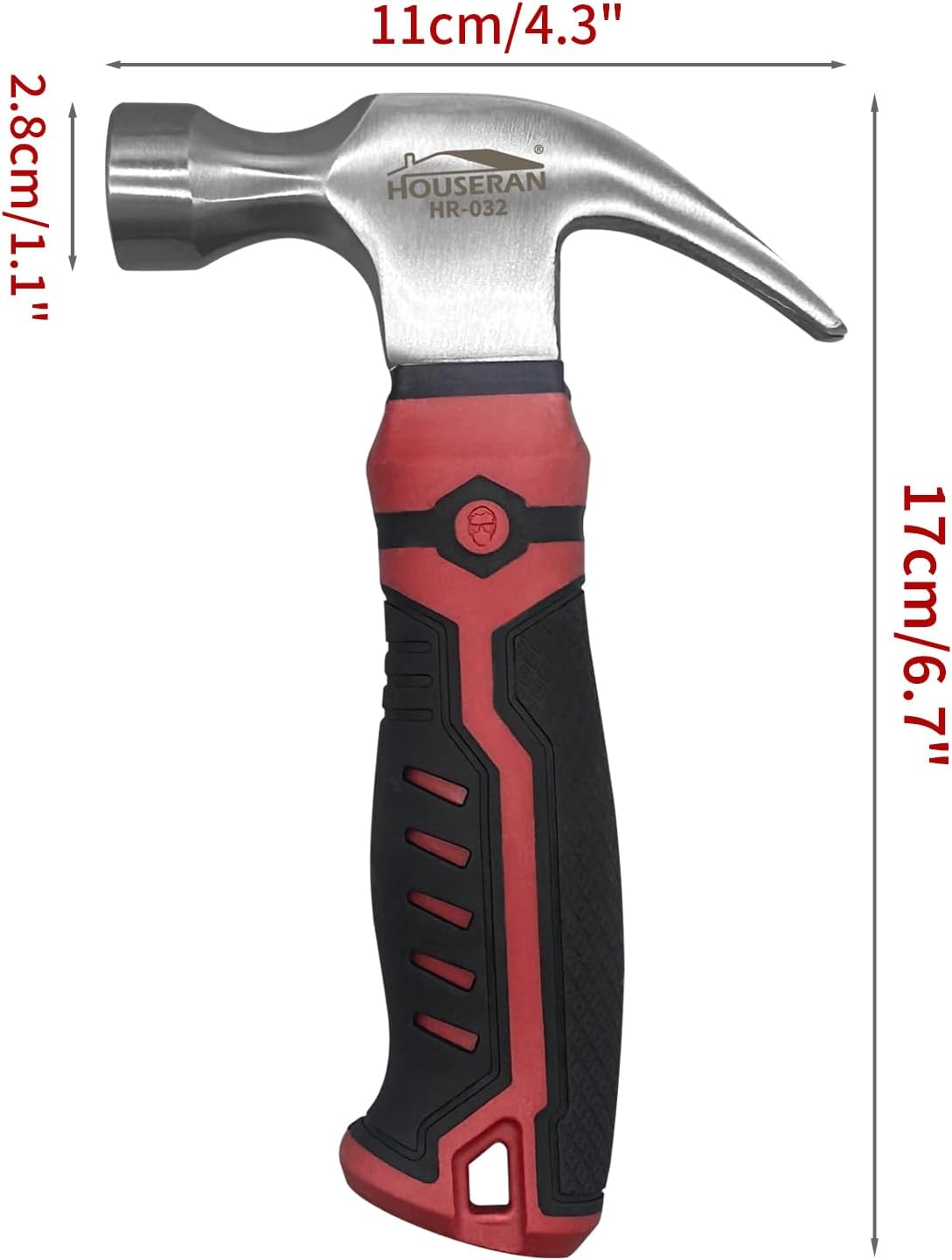 Alternative view of HOUSERAN Small Hammer 12oz, Claw Hammers for Picture Hanging, Martillos De Construccion, Small Hammer for Women, Suitable for Family, Camping, Stakes, DIY, Red x Black