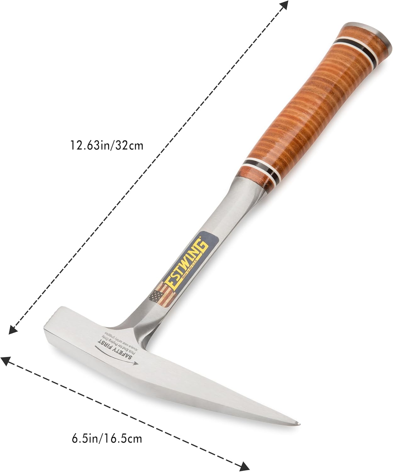 Alternative view of ESTWING Rock Pick - 13 oz Geological Hammer with Smooth Face & Genuine Leather Grip - E13P